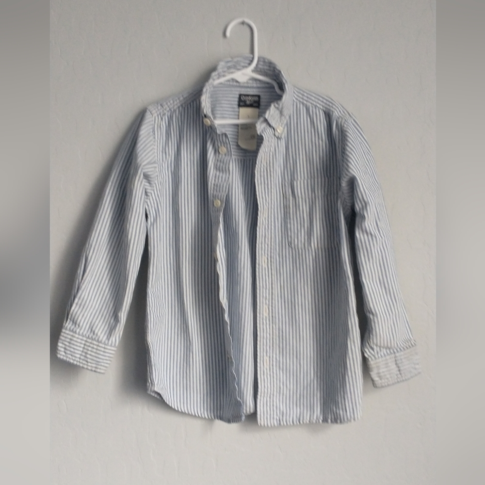 Osh Kosh B"Gosh Kids Blue and White Striped Button Down Shirt Boys 7